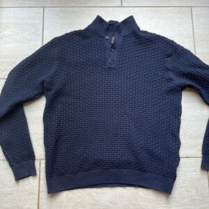 Fairlane & Sons navy button neck woven sweater men’s size M